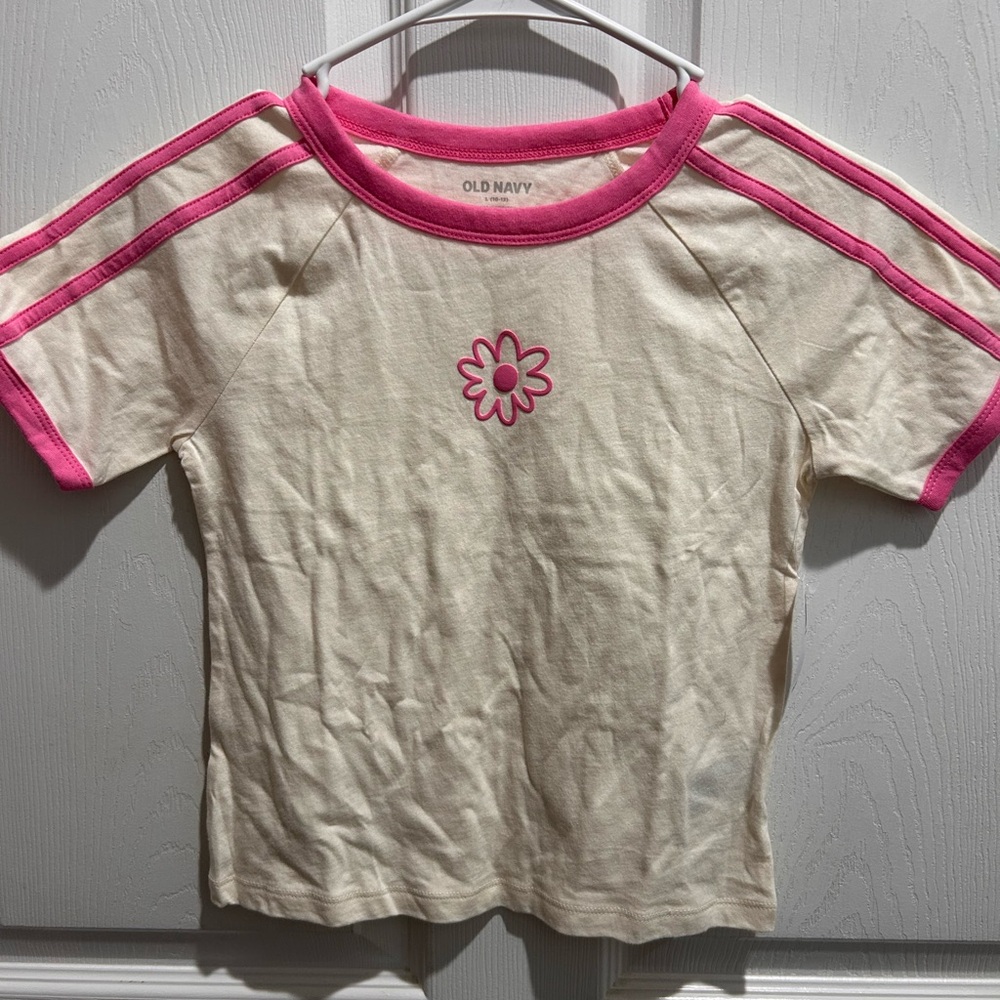 Old Navy Kids Pink and Cream Floral Tee